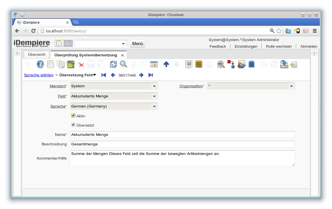 Überprüfung Systemübersetzung - Übersetzung Feld - Fenster (iDempiere 1.0.0).png