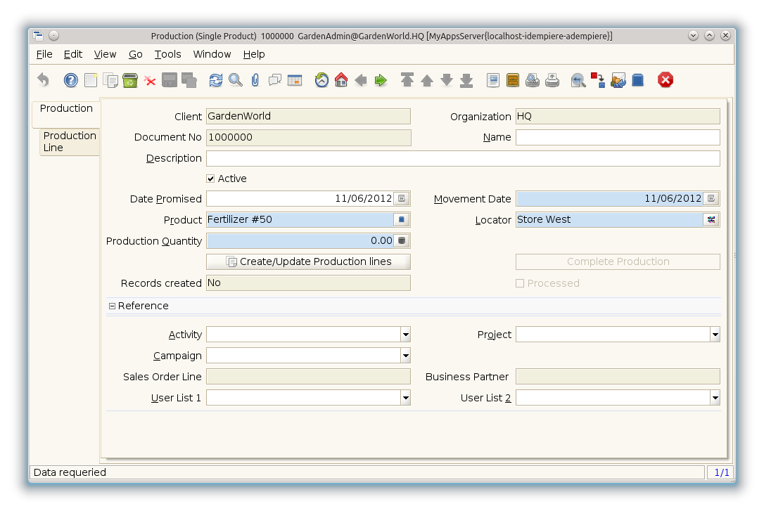 Production (Single Product) - Production - Window (iDempiere 1.0.0).png