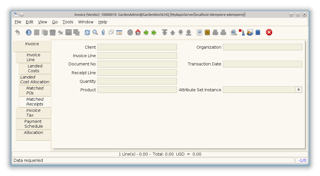 Purchase Invoice and Credit-Debit Note - Matched Receipts - Window (iDempiere 1.0.0).png