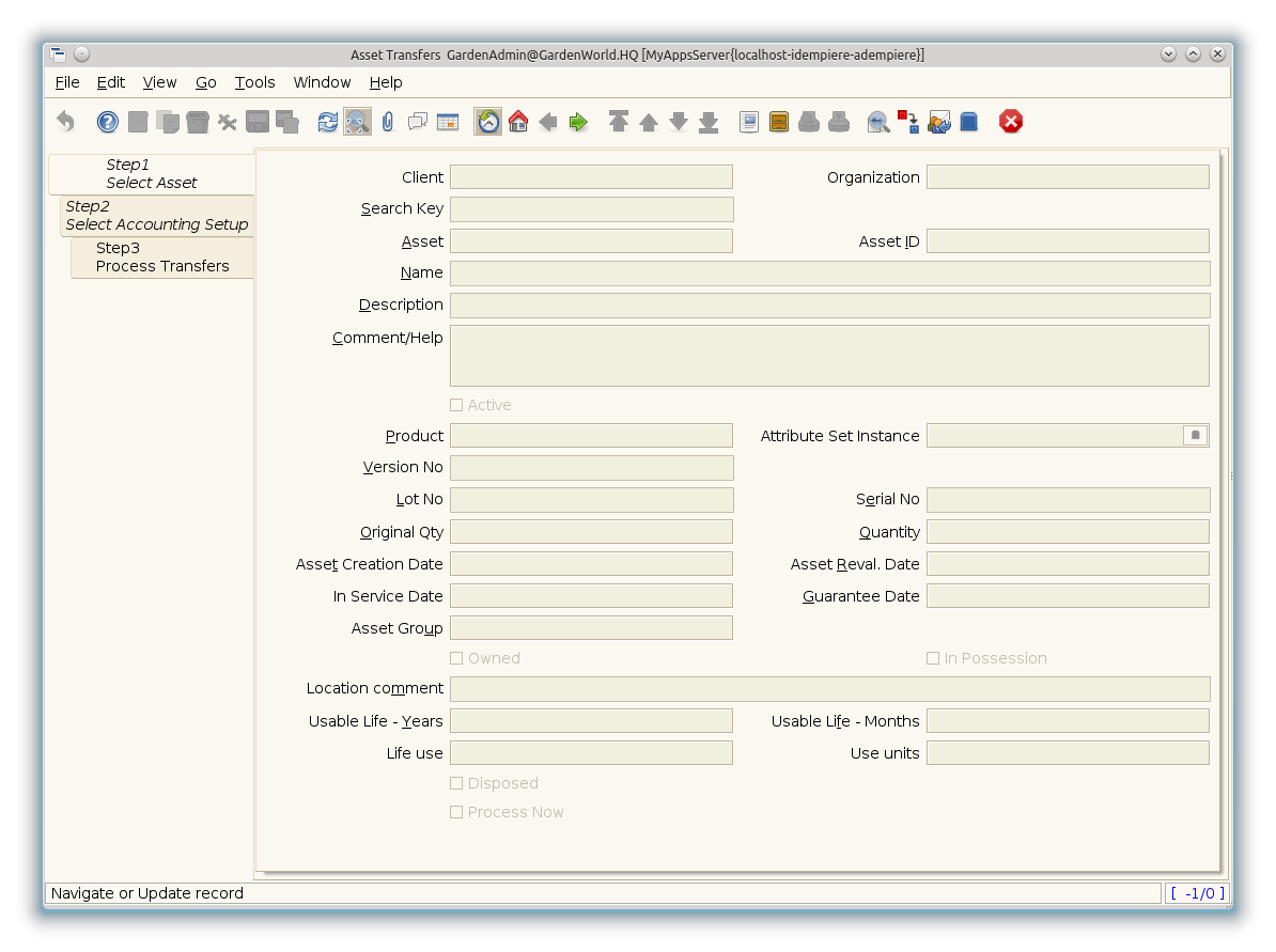 Asset Transfers - Step1 Select Asset - Window (iDempiere 1.0.0).png