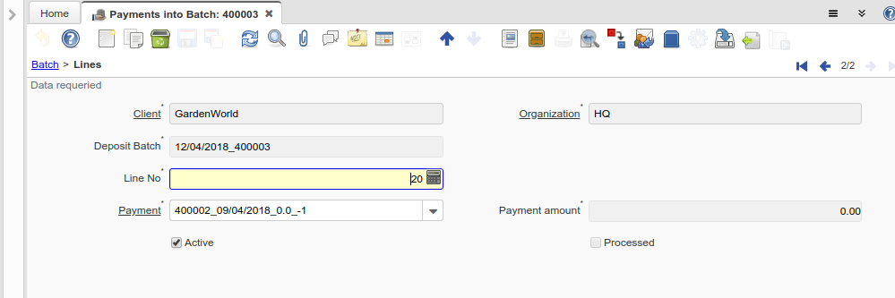 Payments into Batch - Lines - Window (iDempiere 1.0.0).png