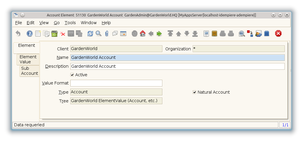 Account Element (Chart of Accounts) - Element - Window (iDempiere 1.0.0).png