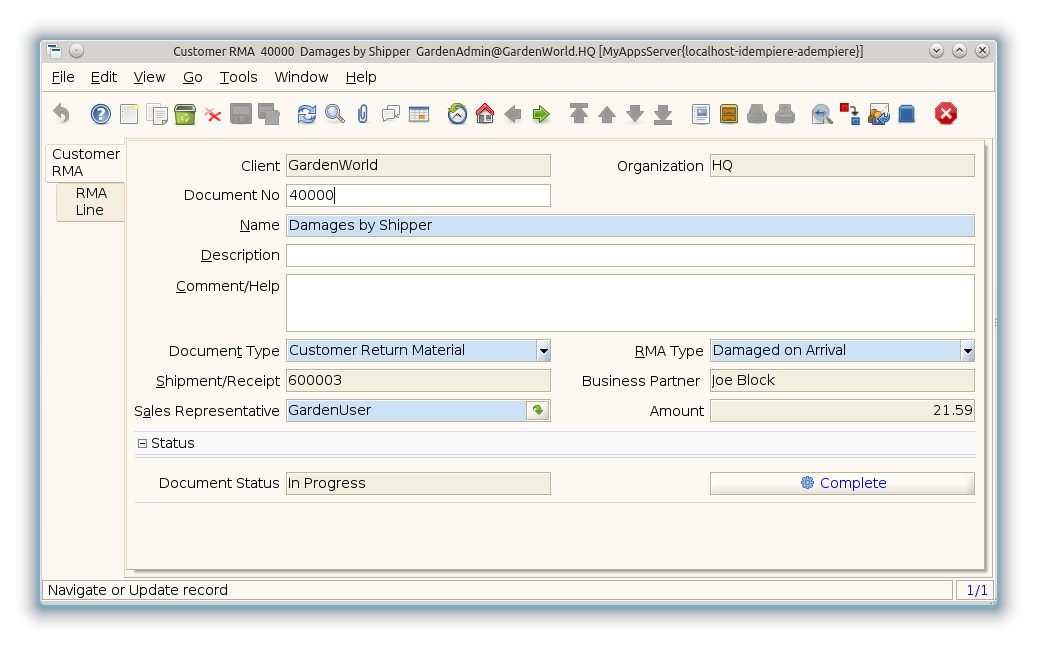 Customer RMA - Customer RMA - Window (iDempiere 1.0.0).png