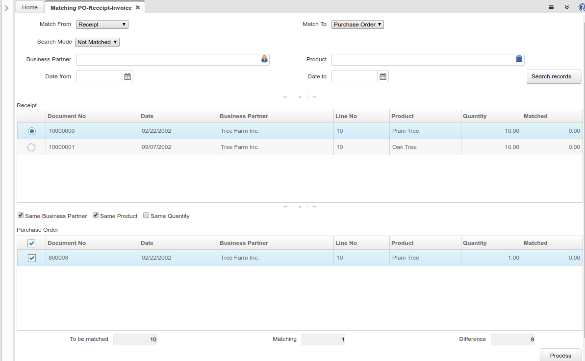 Matching PO-Receipt-Invoice - Form (iDempiere 1.0.0).png