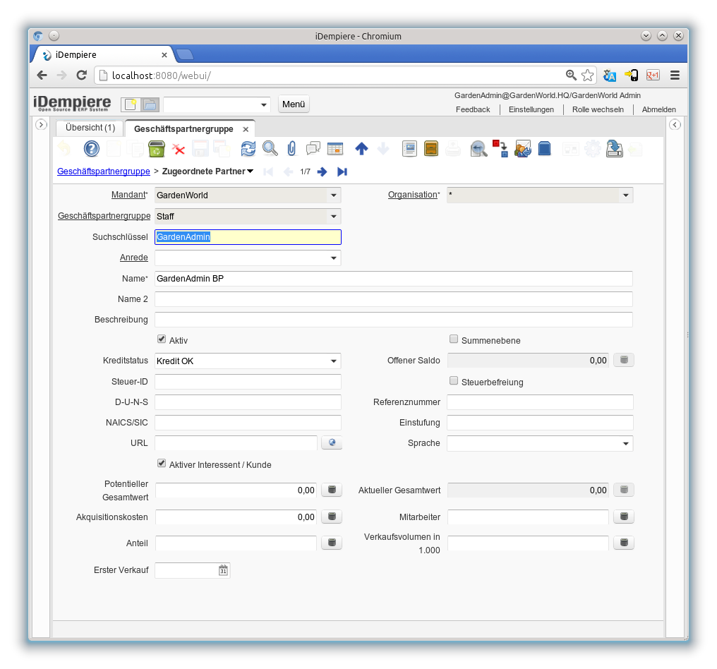 Geschäftspartnergruppe - Zugeordnete Partner - Fenster (iDempiere 1.0.0).png