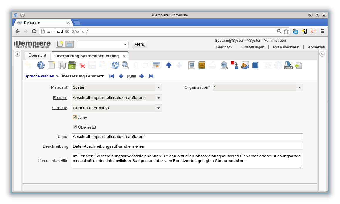 Überprüfung Systemübersetzung - Übersetzung Fenster - Fenster (iDempiere 1.0.0).png