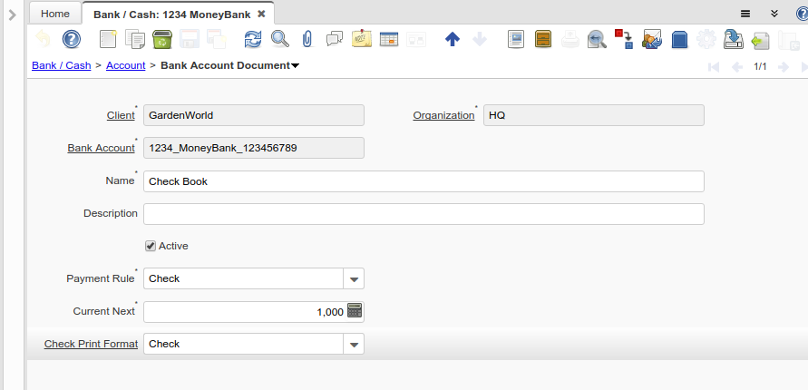 Bank-Cash - Bank Account Document - Window (iDempiere 1.0.0).png