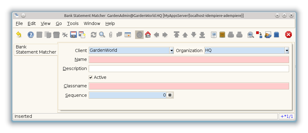 Bank Statement Matcher - Bank Statement Matcher - Window (iDempiere 1.0.0).png