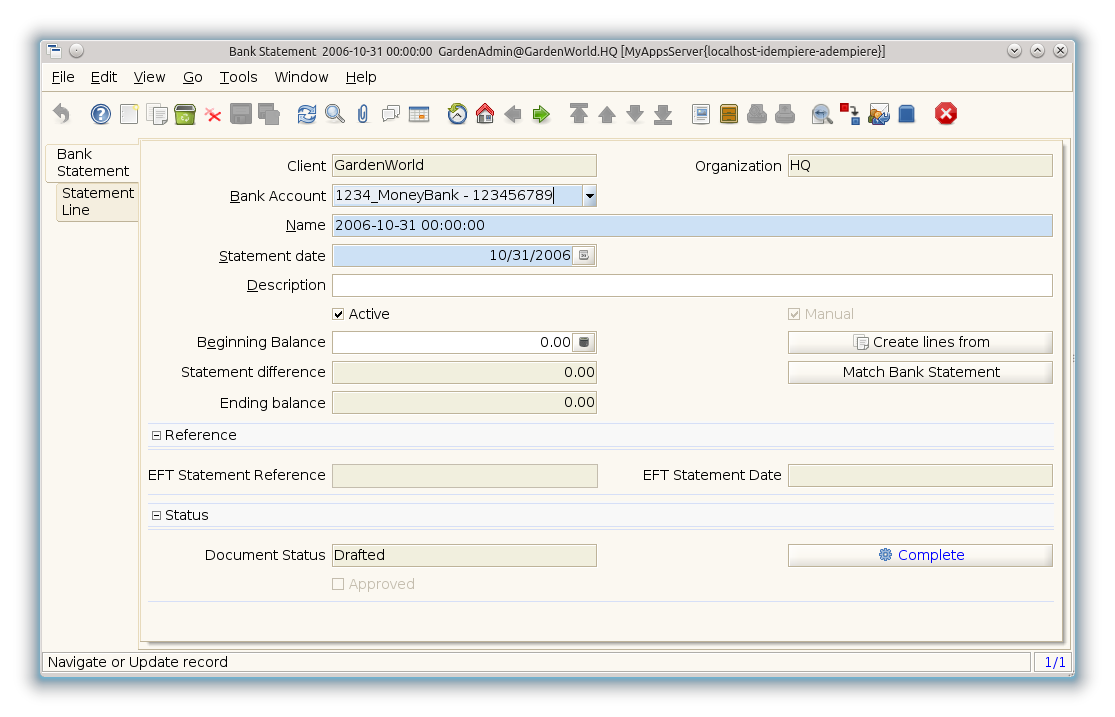 Bank Statement - Bank Statement - Window (iDempiere 1.0.0).png