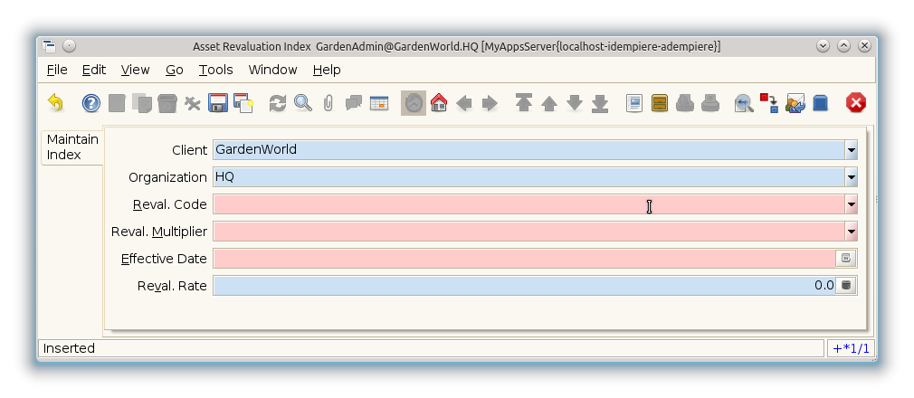 Asset Revaluation Index - Maintain Index - Window (iDempiere 1.0.0).png