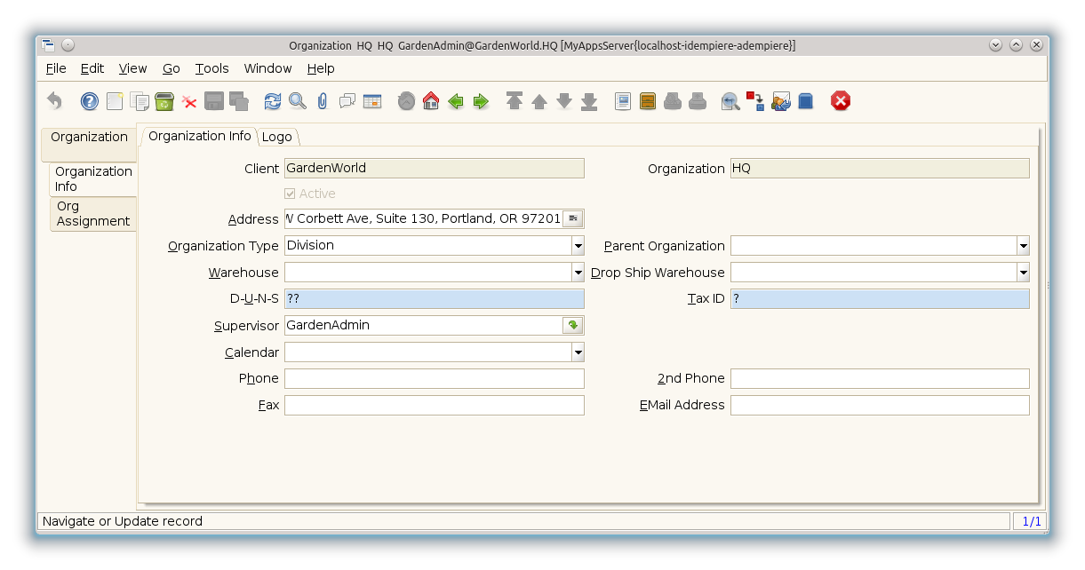 Organization - Organization Info - Window (iDempiere 1.0.0).png
