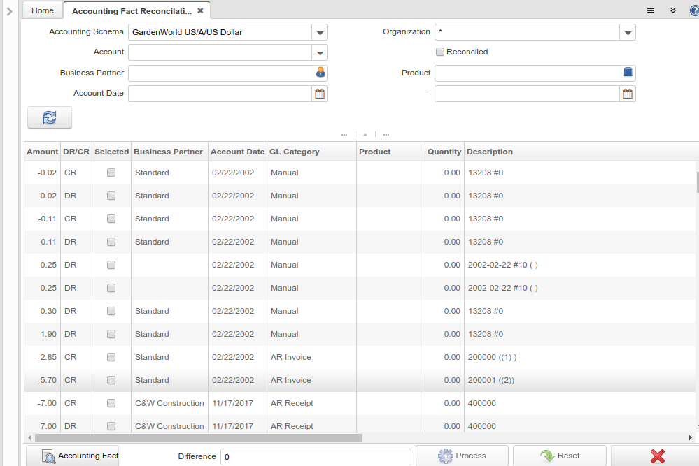 Accounting Fact Reconcilation (manual) - Form (iDempiere 1.0.0).png