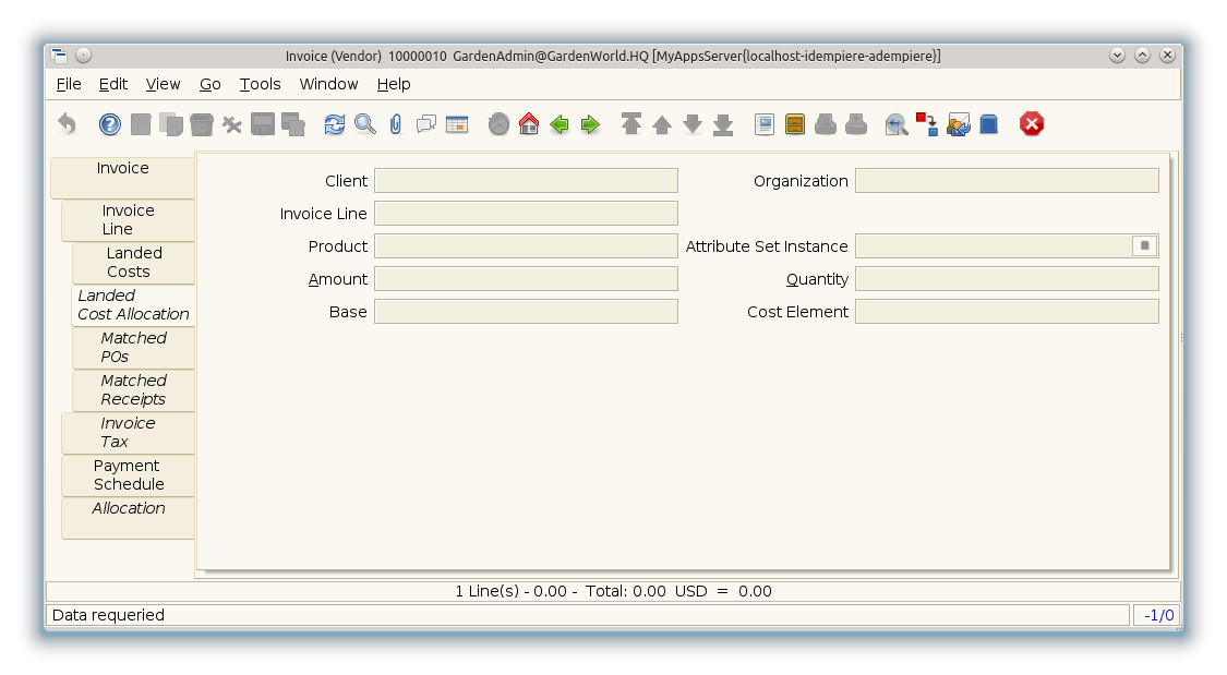 Purchase Invoice and Credit-Debit Note - Landed Cost Allocation - Window (iDempiere 1.0.0).png