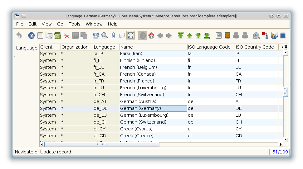 Language - Language List German - Window (iDempiere 1.0.0).png