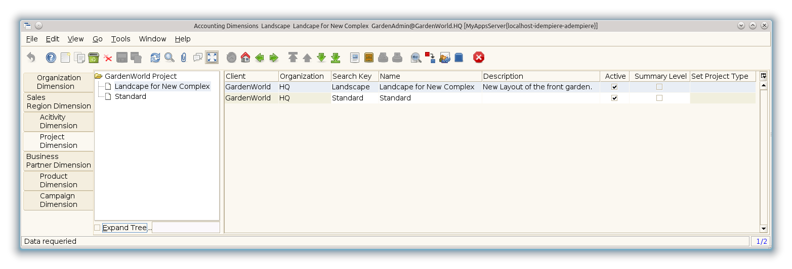 Accounting Dimensions - Project Dimension - Window (iDempiere 1.0.0).png