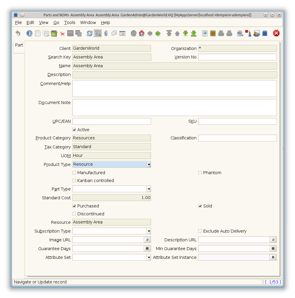 Parts and BOMs - Part - Window (iDempiere 1.0.0).png