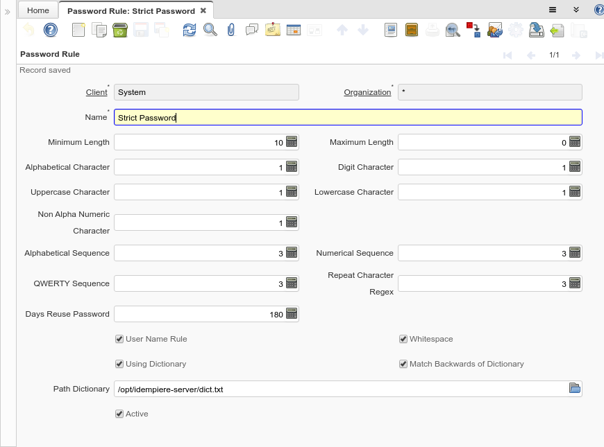 Password Rule - Password Rule - Window (iDempiere 1.0.0).png