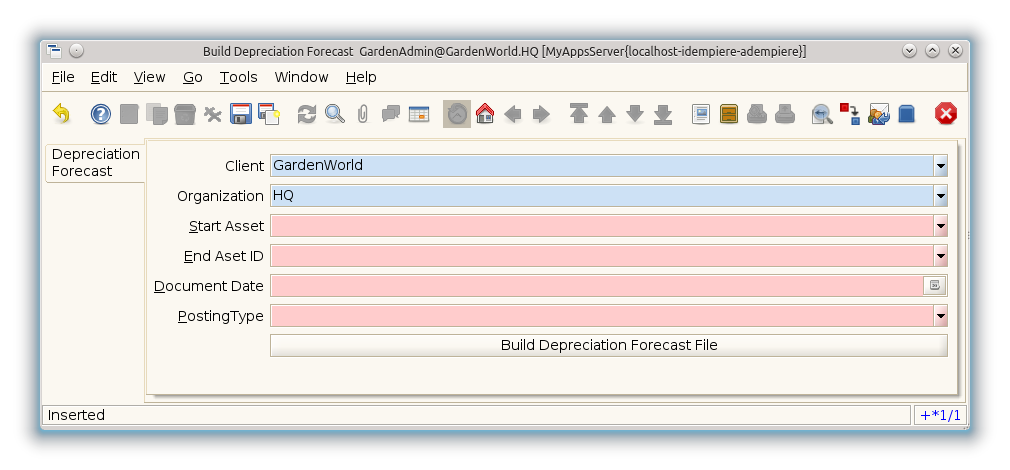 Build Depreciation Forecast - Depreciation Forecast - Window (iDempiere 1.0.0).png