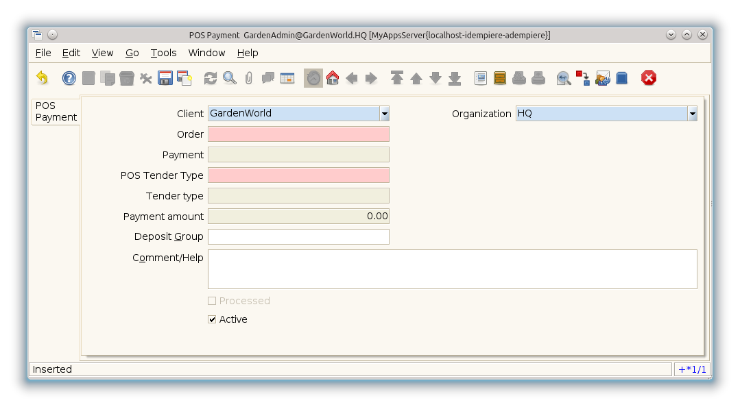 POS Payment - POS Payment - Window (iDempiere 1.0.0).png