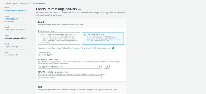 Create User Pool Step 4