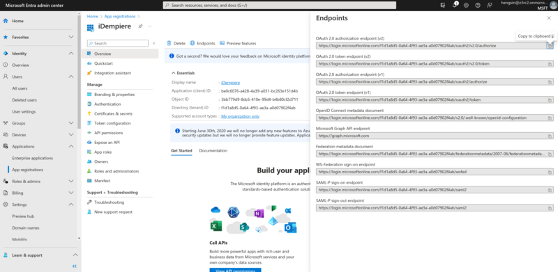 Azure OpenID Connect metadata document URL