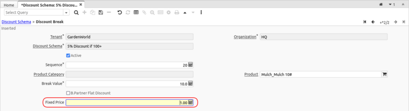 Fixed Price Discount Configuration Example