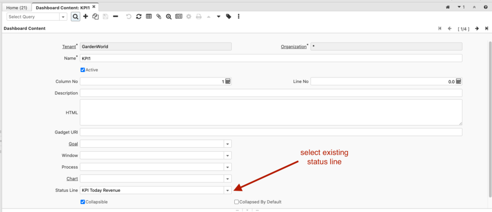 Select existing status line