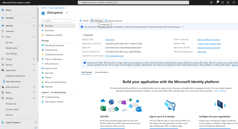 Azure Application Client ID and Endpoints