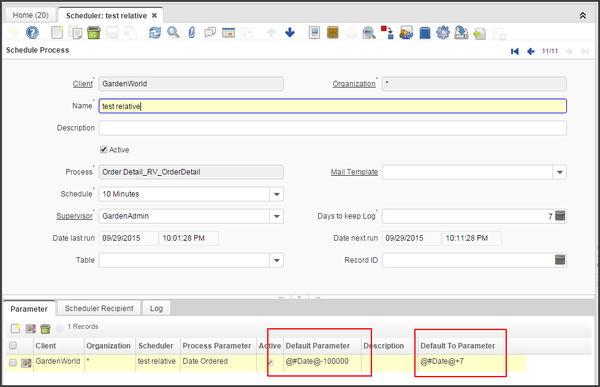 iDempiere Report Scheduler With Relative Parameters