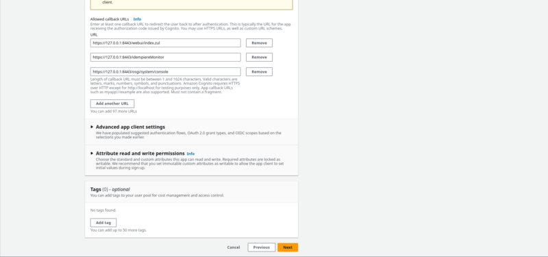 Create Amazon Cognito User Pool Step 6c